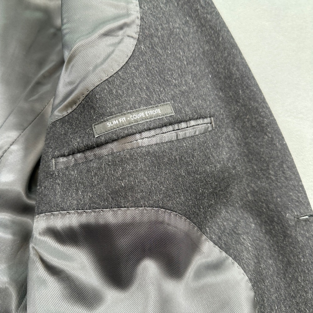 Saks Fifth Avenue Blazer 44R Mens Gray Wool Blend Two Button Sport Coat Business - Picture 12 of 13